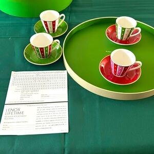 Kate Spade Lennox Spruce Street Demitasse Cups and Saucers Set of 4 NIB Vintage